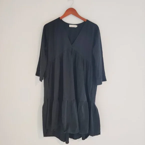 Johnny Was Black V-Neck Mini Dress - Picture 2 of 6